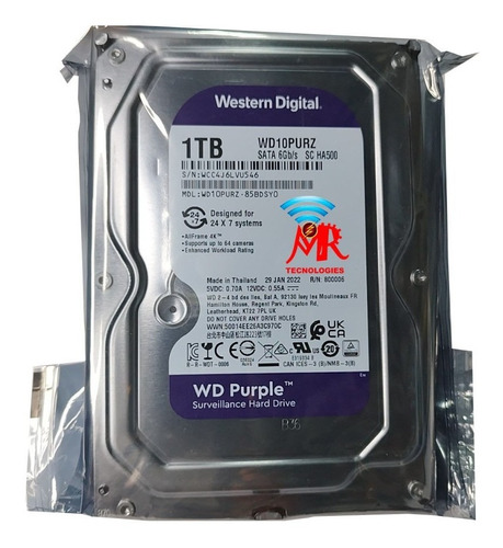 Disco Duro Western Digital Purple Surveillance, 1tb, Sata