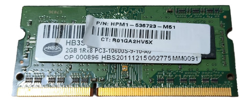 Memória Hbs 2gb Ddr3 1333mhz Pc3-10600s Notebook (cx) (Usado)