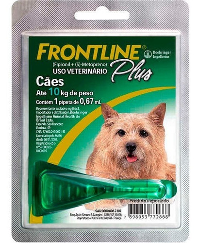 Frontline Plus Cães Até 10 Kg 1 Pipeta