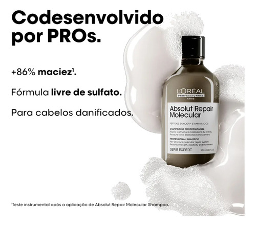 Kit Absolut Repair Molecular Loreal Shampoo 300ml + Mascara
