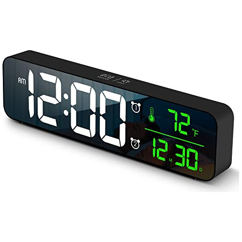 Reloj Despertador Digital Dormitorio, Pantalla Led Gran...