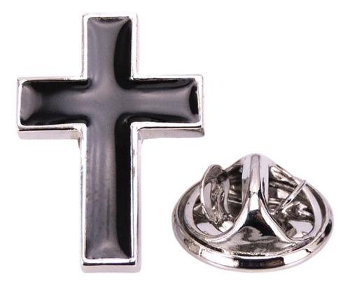 Pin Broche Cruz Crucifixo Preto Fé Proteção Metal Botton