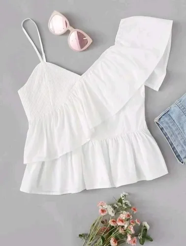 Blusa En Color Blanco Blusas Para Mujer Blusas Elegantes