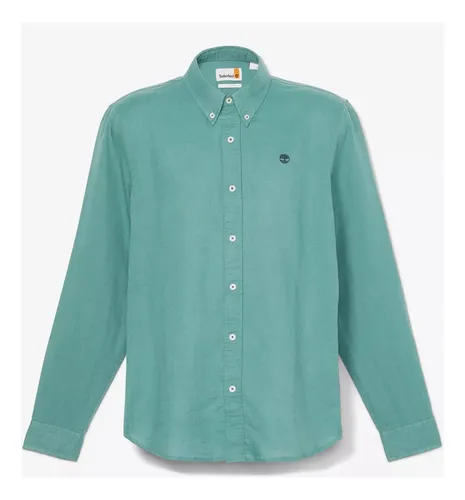 Camisa Timberland Lovell De Lino Y Algodón Turquesa