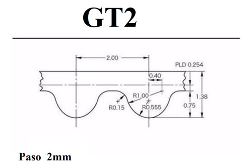 Banda Dentada Gt2 Ancho 15mm 8 Metro + 3 Polea Centro 6.35mm