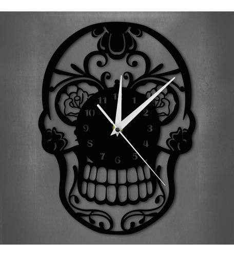 Reloj De Pared Con Espejo Acrílico Con Forma De Calavera, De