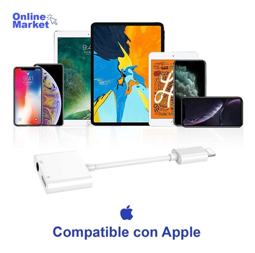 Imagen 8 de 10 de Splitter Compatible iPhone iPad - Auricular 3.5mm + Carga