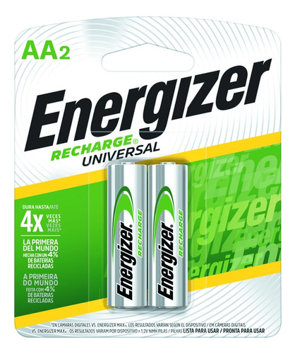 Pack 2 Pilas Aa Recargables Energizer 2000mha