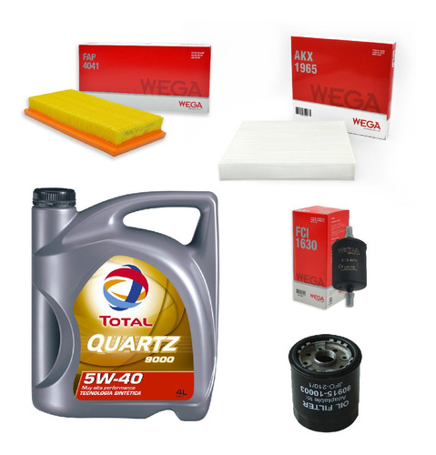 Kit 4 Filtros + 4l Aceite Total 5w40 Toyota Yaris Wega