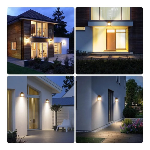 Pack X4 Farol De Pared Luz Led Solar Exterior Jardín Cálida