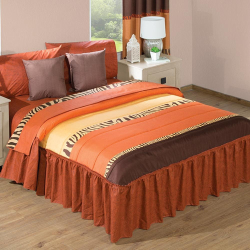 Imagen 1 de 2 de Colcha Matrimonial Diseño Animal Print Café Ultra Suave