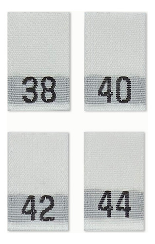 Imagem 1 de 3 de Kit Etiquetas Numeração 38, 40, 42 E 44 Branco (100pçs Cada)