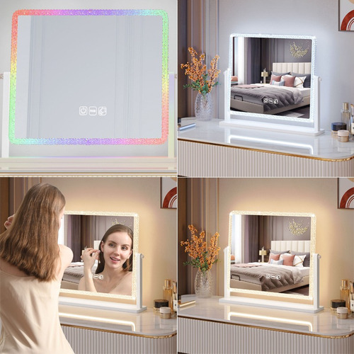 Espejo De Pie Rectangular Pared Luz Led Touch Rgb 14 Modos