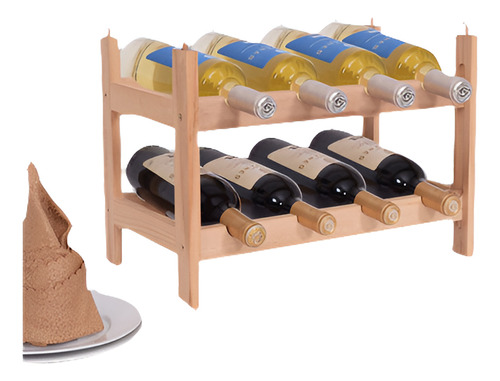 8 Botellas De Madera Titular De Rack De Vino 2 Tier Almacena