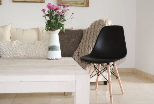 Silla Eames Patas De Madera Blanco Negro