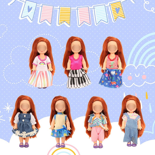 Barwa 6pcs Vestidos De Moda De Ropa De Muñeca De 4 Pulgadas