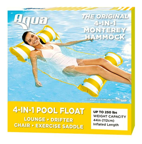 Aqua 4 En 1 Original Monterey Hamaca Flotador De Piscina Y