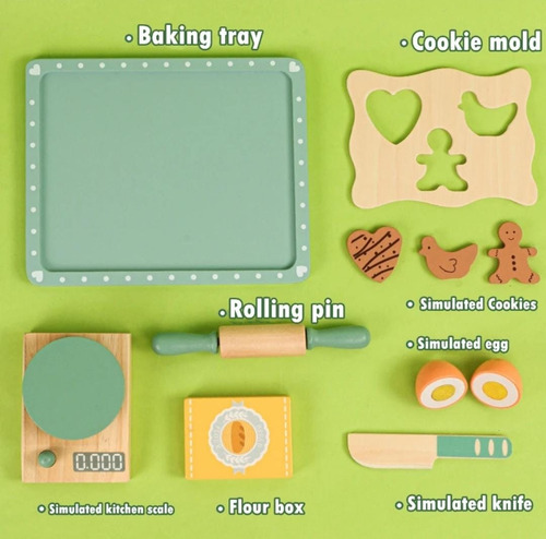 Juguete De Repostería 10pzs De Madera, Estilo Montessori