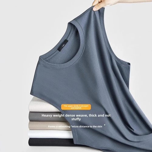 Camiseta Sin Mangas Para Hombre De Algodón Puro Color Liso