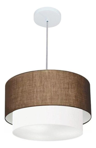 Lustre Pendente Duplo Cilíndrico Vivare Md-4159 Cúpula Em Tecido