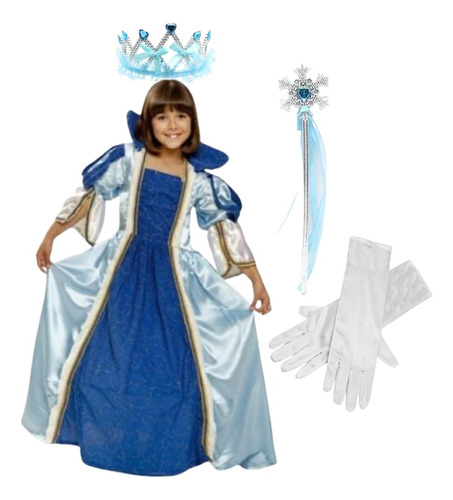 Disfraz Vestido Princesa Azul Y Accesorios Cod