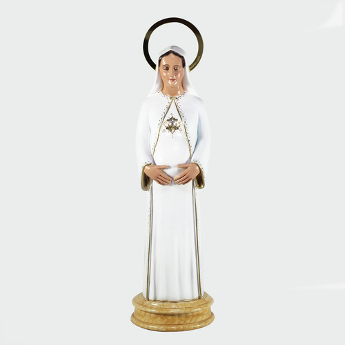 Estatua Escultura Imagem 30cm Maria Nossa Senhora Grávida Cor Branco