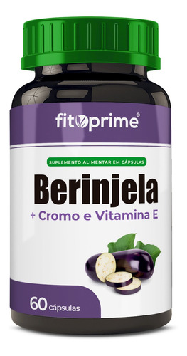 Suplemento em cápsulas Berinjela com icolinato de cromo e vitamina E Fitoprime pote 60 cápsulas