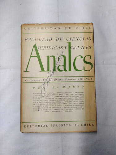 Anales Facultad De Ciencias Jurídicas Y Sociales. No4/1955