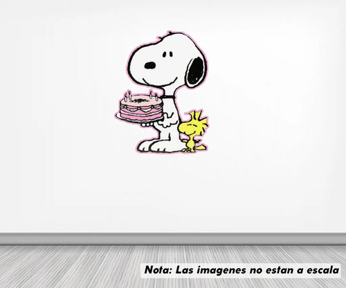 Vinil Sticker Pared 150cm Snoopy Cumpleaños Pastel L2-16