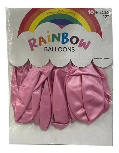 Globo Perlado De Latex Rainbow 12 Pulgadas Rosa Pack X 10 Un