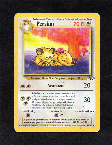 Carta Pokemon Tcg. Persian 46/64. Exelente Mira !!!