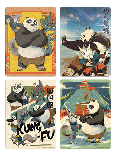 4 Rompecabezas En 1 Kung Fu Panda Juego Progresivo