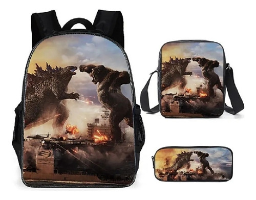 Mochila Escolar Godzilla Vs Kong 3pcs/set