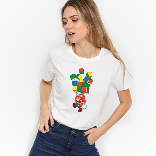 Remera Cubo Rubik Hombre Mujer Niños Blanca Modal Prem.