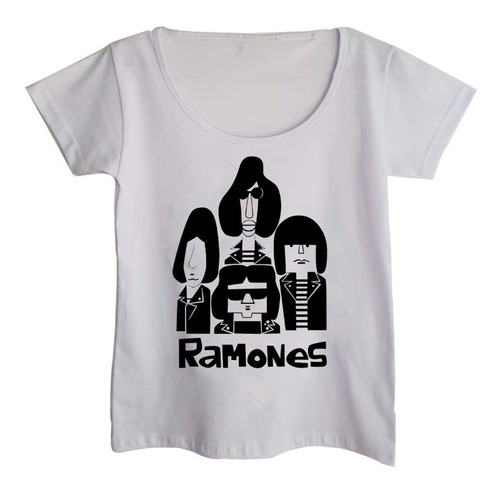 Remera Algodon Mujer Escote Redondo Ramones Aesthetic Banda 