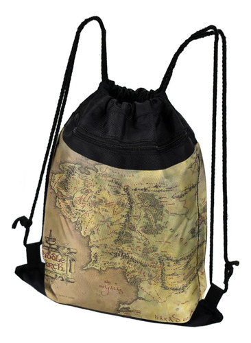 Señor Anillo Mapa Tierra Media-mochila Cordon Bolsa Deporte