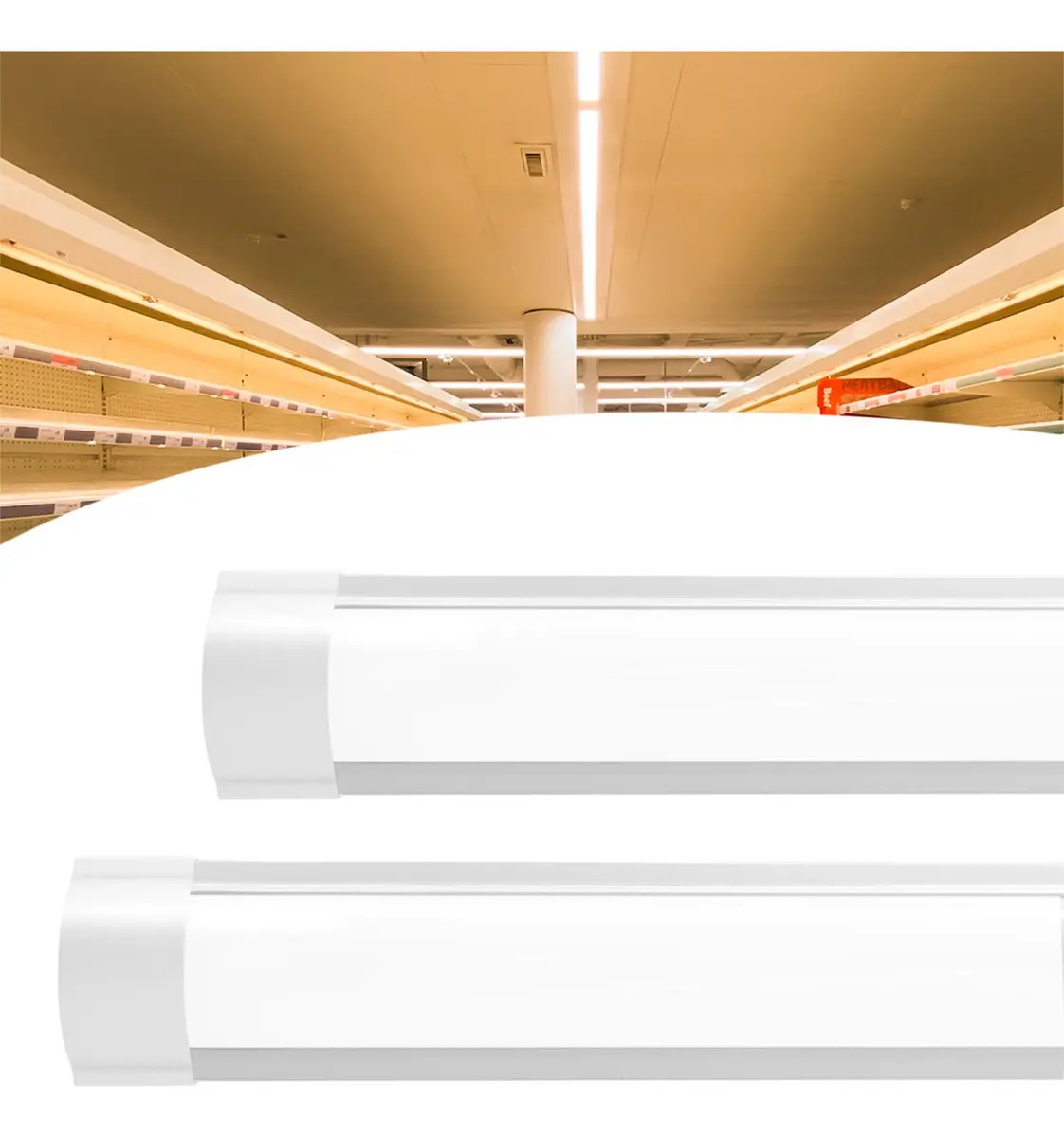 Kit 2 Luminária Tubular Sobrepor Led Linear 36w 120cm Quente Cor Branco Quente