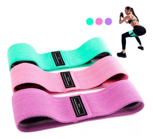 Bandas Elásticas Ligas De Resistencia Ejercicio Gym Color Verde Claro/lila/rosa