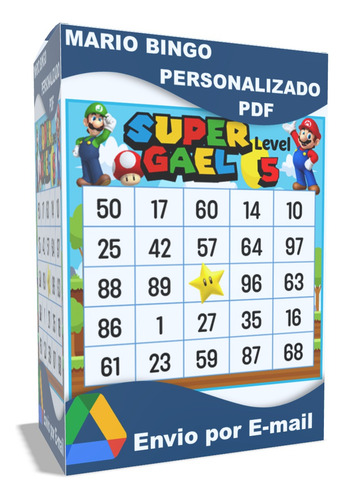 Super Mario Bingo Personalizado 100cart Pdf - Frete Grátis