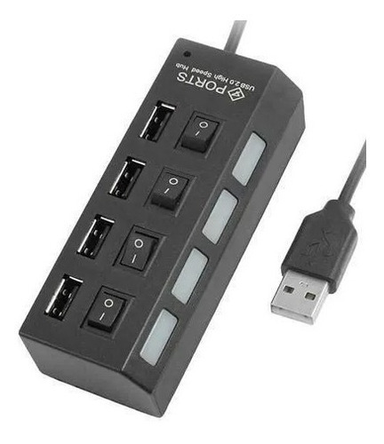 Multi Hub Usb 4 Puertos Usb 2.0 Led Con Switch Individual