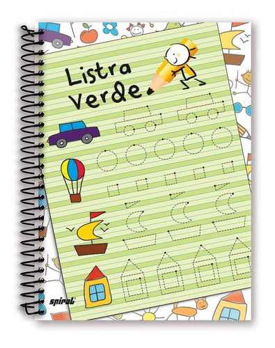 Caderno Listra Verde Universitário Capa Dura 96 Fls Spiral