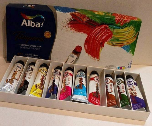 Imagen 1 de 2 de Témpera Profesional Alba Set X 10 Unidades De 18 Ml