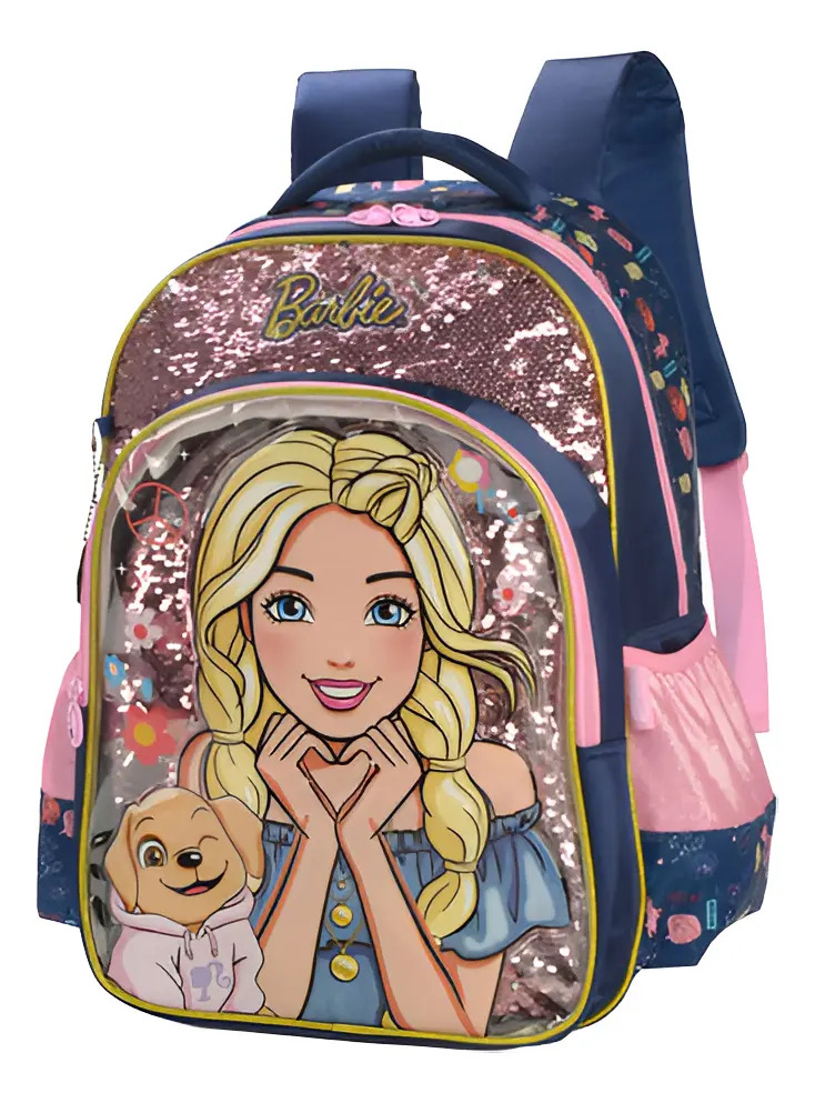 Mochila Escolar de Costas Barbie Pets Azul - Luxcel
