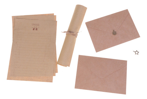 Juego De Papel Vintage Para Cartas Navideñas Con Sobres Y Pe