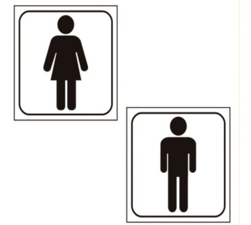Cartel Corrugado Plastico Hombre O Mujer Para Baño 14x14 Cm