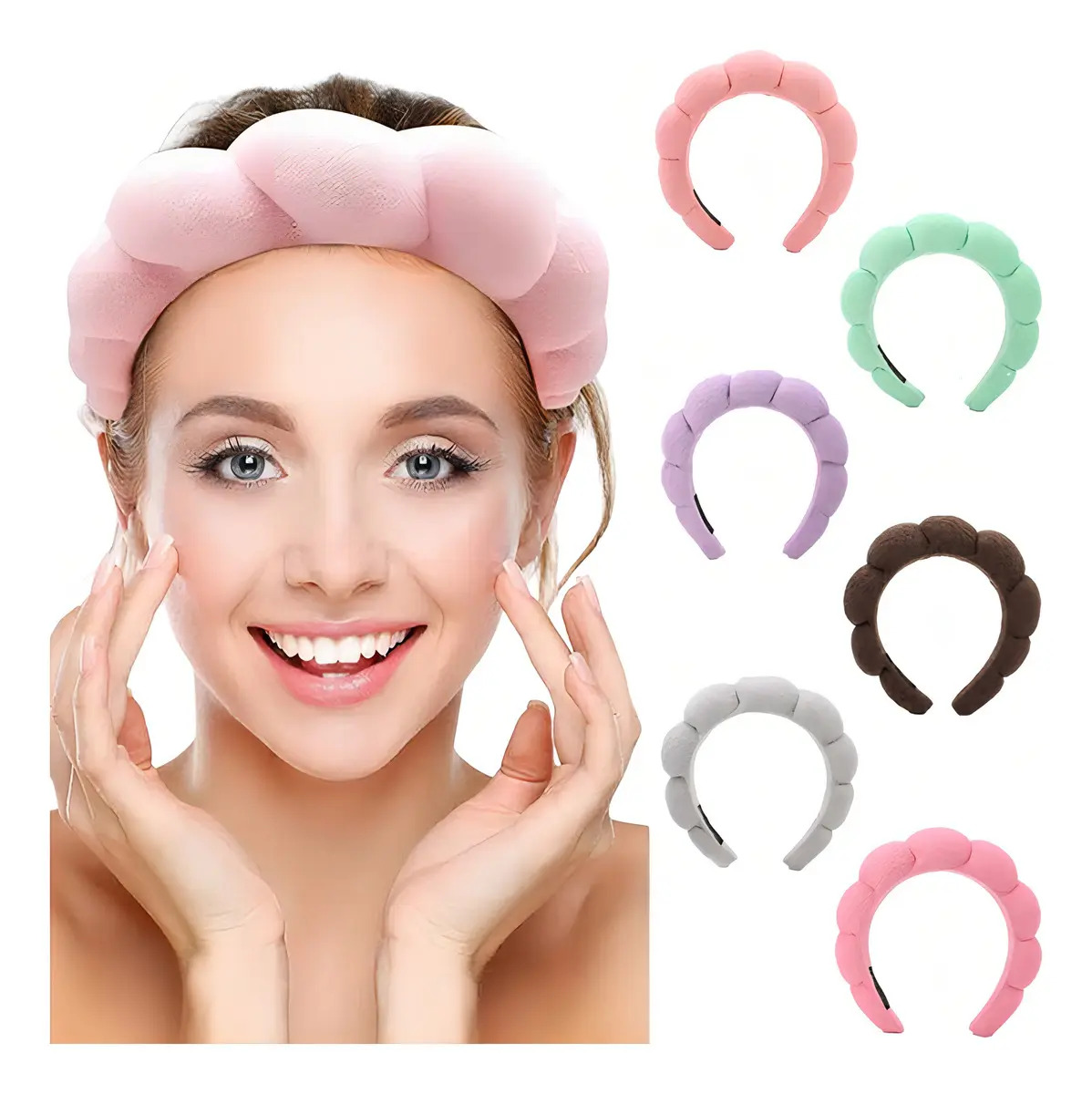 Tiara Nuvem Atoalhada Lilás Maquiagem Facial Skin Care Cabelo