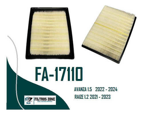 Filtro Aire Toyota Avanza 1.5 2022-2023 Riaze 1.0 21 4 Pzas