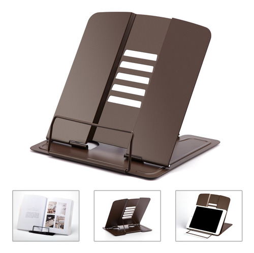 Imagen 3 de 9 de Soporte De Metal Portátil Ajustable Para Libro, 5 Ángulos