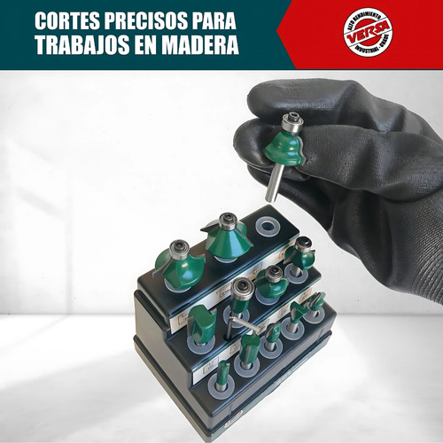 Set De 12 Fresas Router Madera Para Fresadora Eje 6mm Versa
