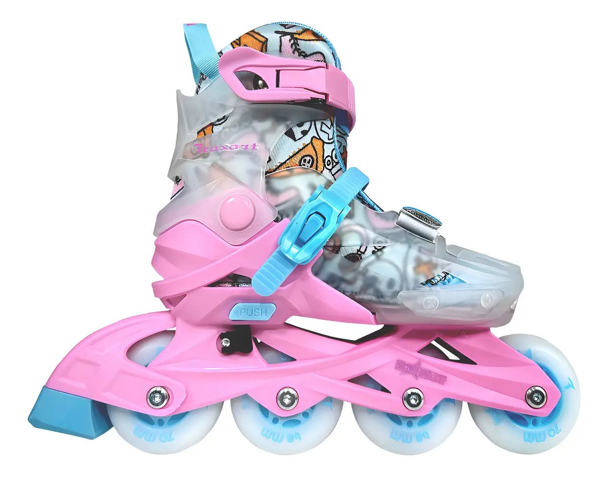 Patins Traxart Infantil Starlight Rosa Com Rodas Led -abec-9 Tamanho Dos Patins P [26 - 29